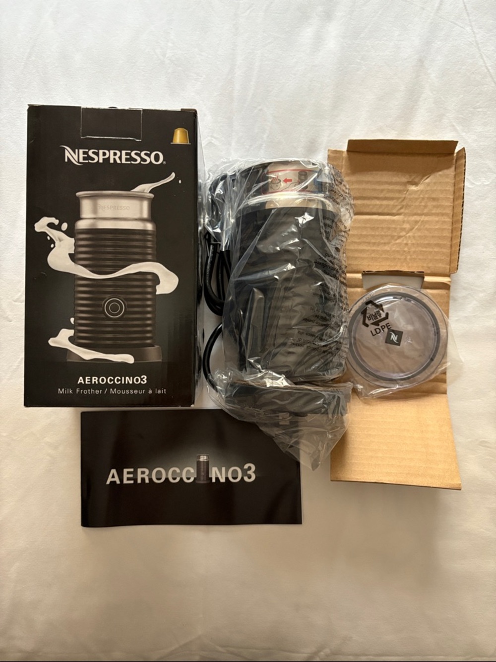 NESPRESSO Aeroccino3 Milk Frother - Black and Silver